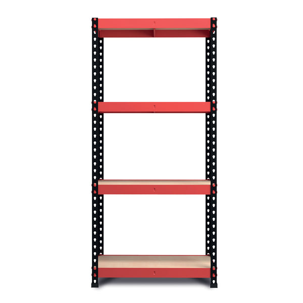 1800x900x400mm 300kg UDL 4x Tier Freestanding FastLok RB Boss Unit with Red & Black Powdercoated Steel Frame & MDF Shelves