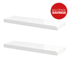 Pack of 2 Gloss White Floating Shelves